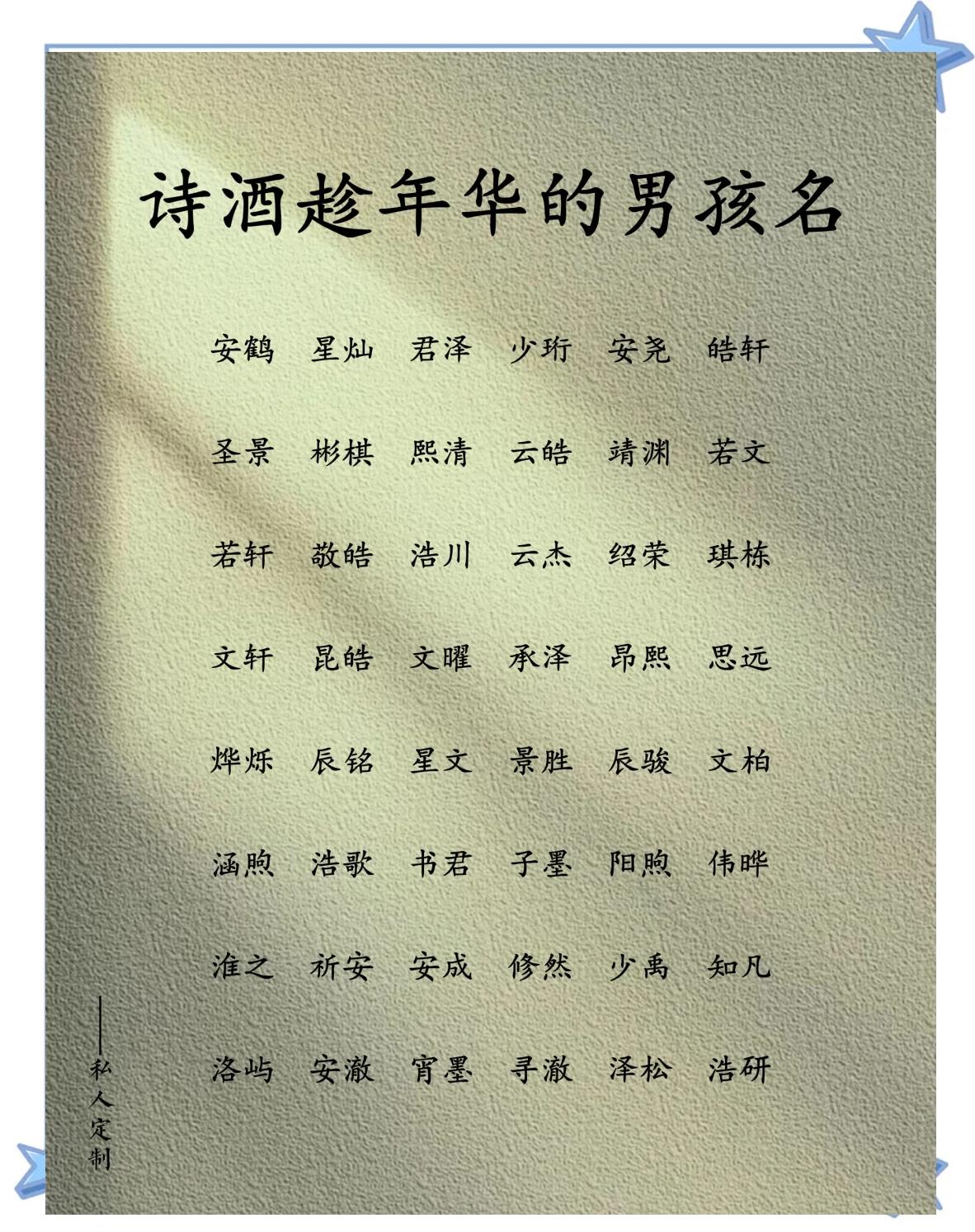 100个最有诗意的男生名字推荐